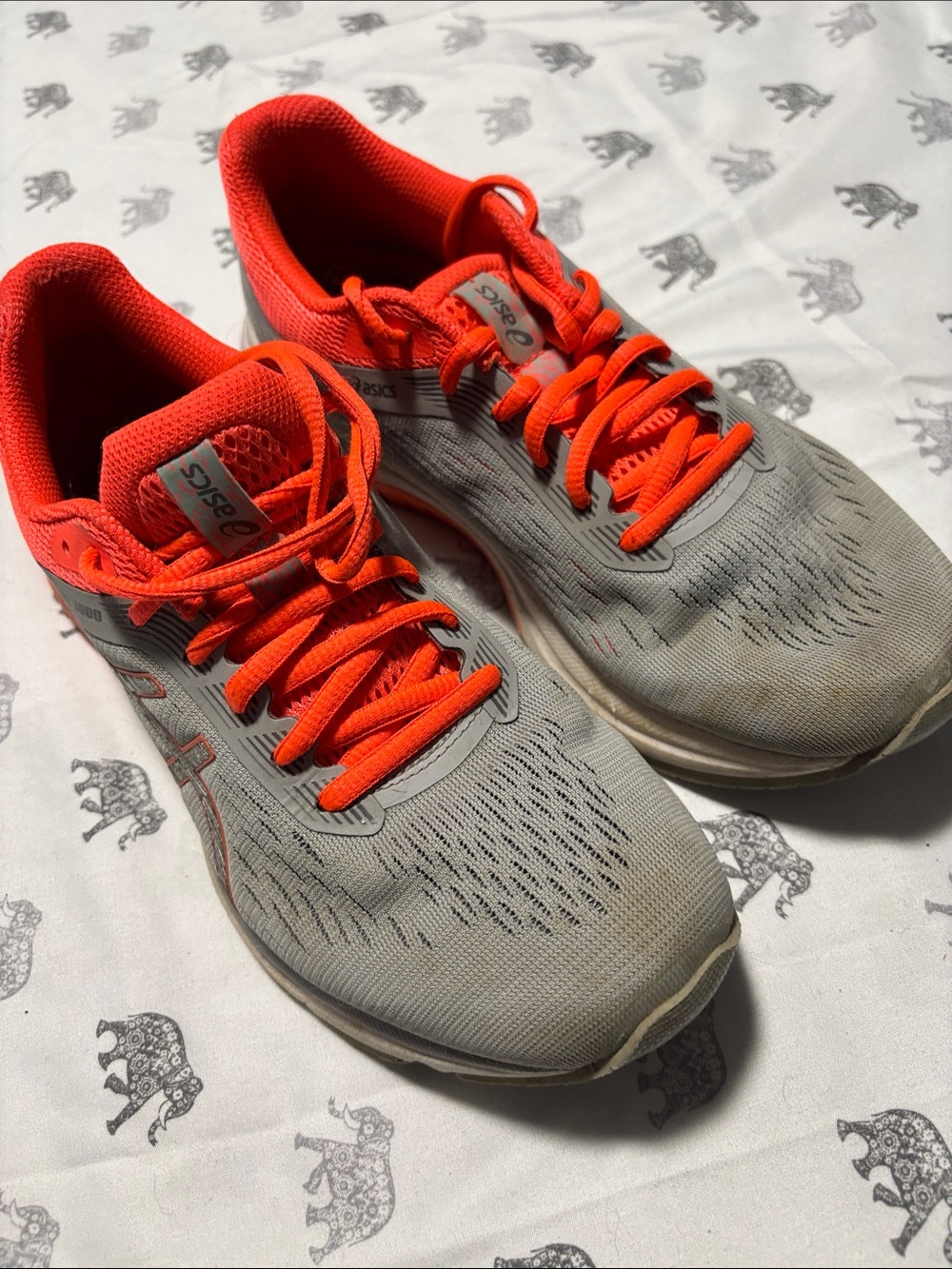 ASICS Men’s Athletic Shoes - Light Gray with Bright Orange